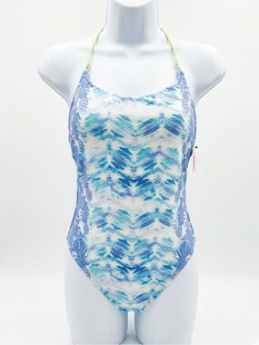 NWT Victoria Secret Flounce Ruffle Deep Plunge Cheeky Tie Dye One Piece Suit M